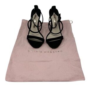 Sophia Webster Rosalind Suede Heels Black Strappy Designer EU 35.5 Luxury